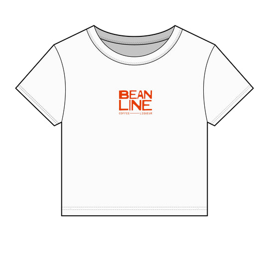 Beanline Crop Tee — Women's Micro Rib Baby Tee with 'Bean Line' Coffee Logo